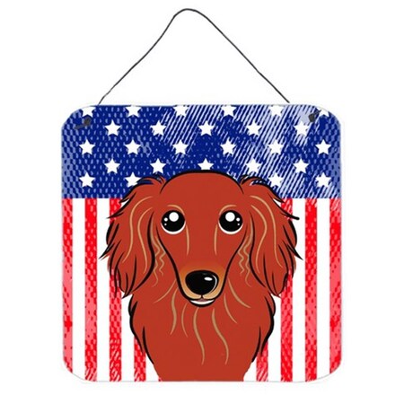 Carolines Treasures American Flag and Longhair Red Dachshund Wall or Door Hanging Prints BB2144DS66